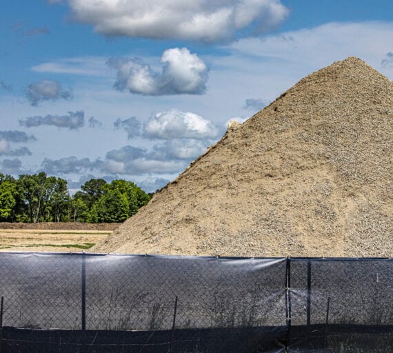 A pile of rocks and sand