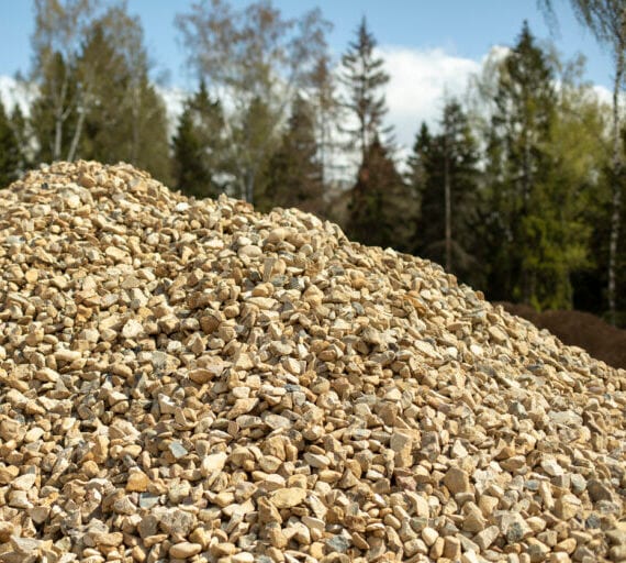 Small stone on construction site. Bunch of building material.